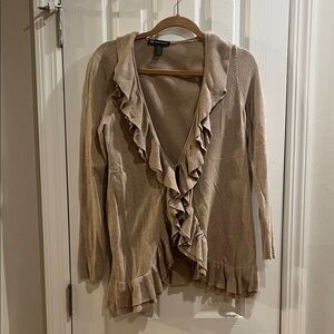 INC International Concepts Beige Ruffled Cardigan